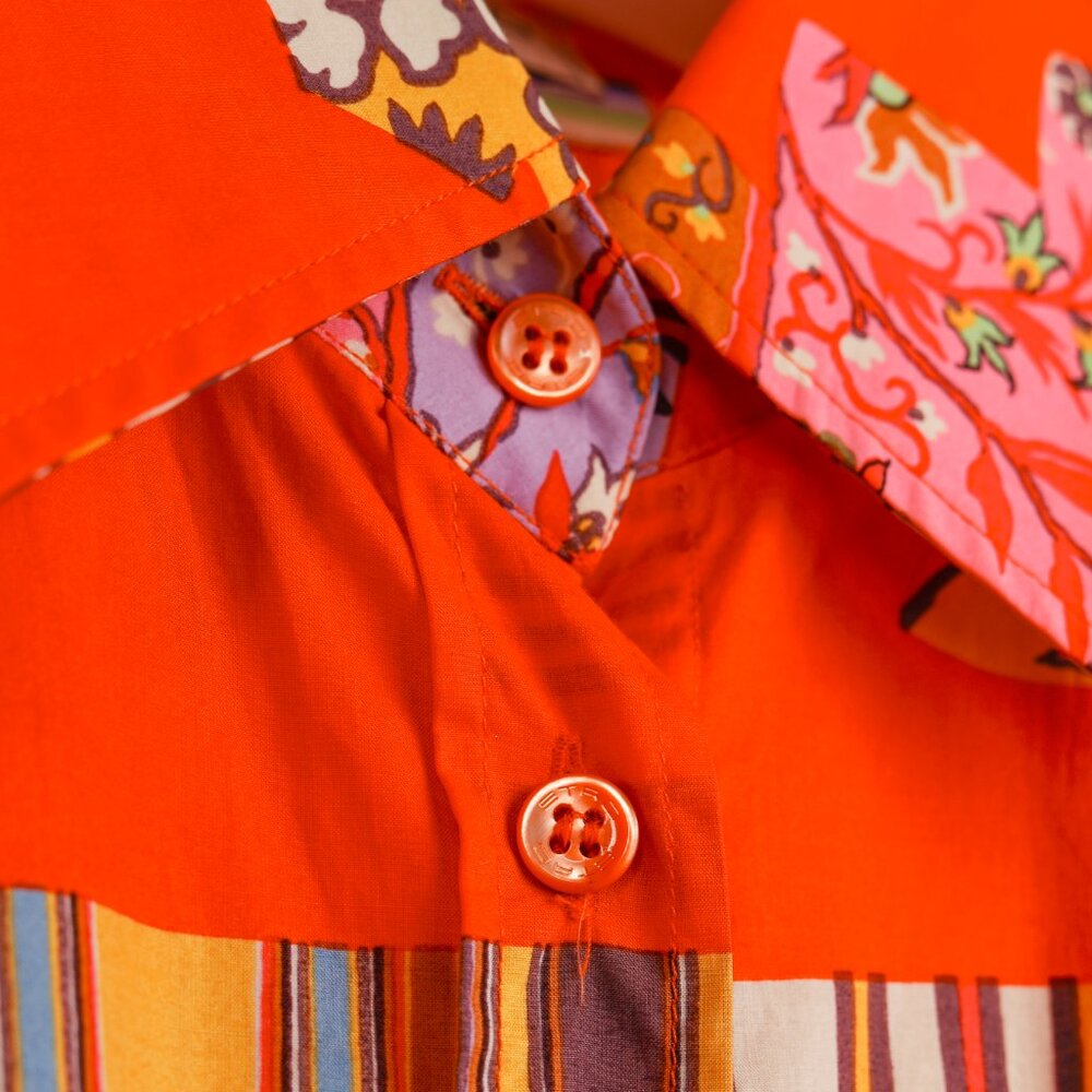 Etro Vintage Orange Printed Cotton Shirt Dress - Picture 8 of 10